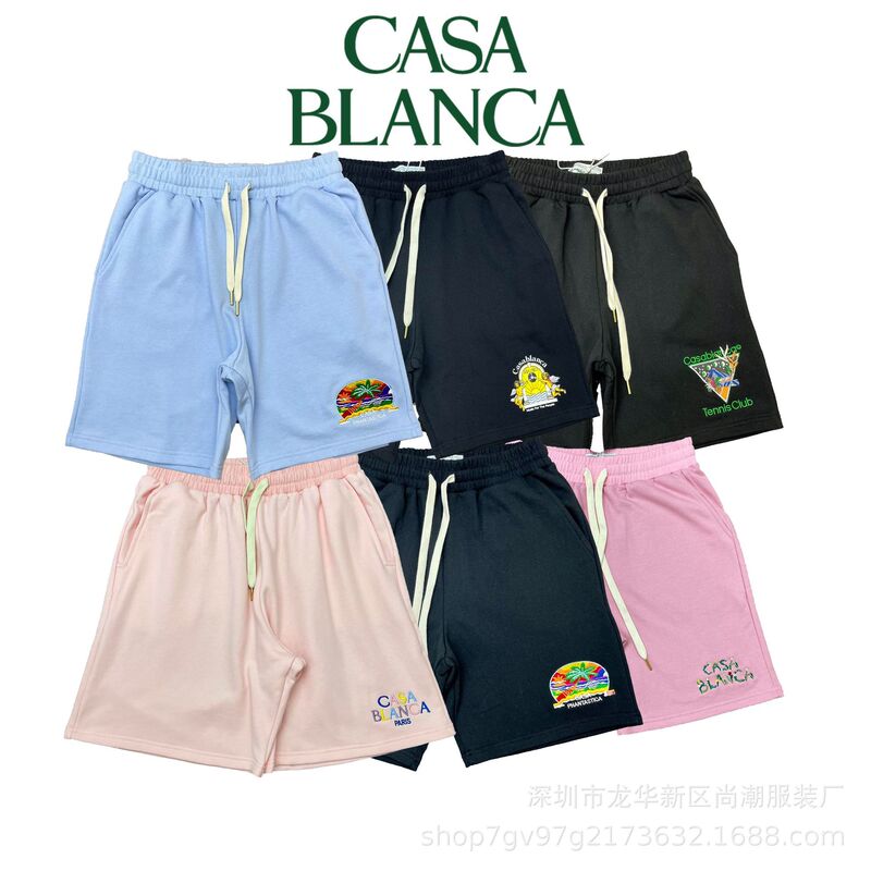 European and American Cross-border CASA Independent Station Foreign Trade New Products Casablanca Summer Pocket Printing Drawstring Shorts for Men and Women European and American Cross-border CASA Independent Station Foreign Trade New Products Casablanca Summer Pocket Printing Drawstring Shorts for Men and Women