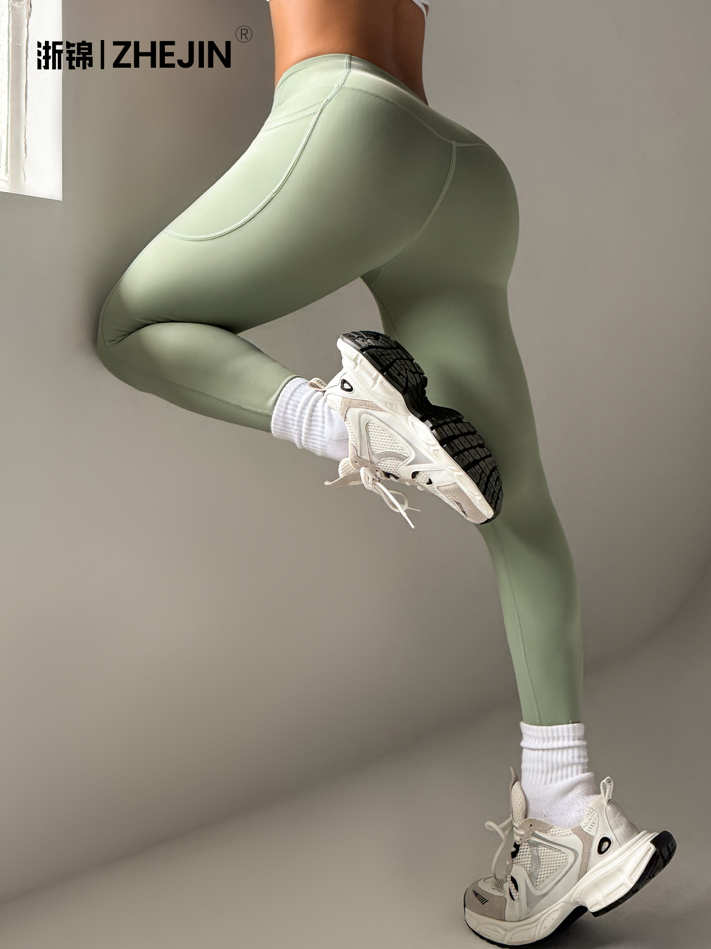 Europa y Estados Unidos transfronterizos TK explosivo ropa de yoga Halar bolsillo lateral desnudo sensación de cintura alta caderas pantalones de yoga