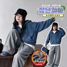 2026女童冬款套装时尚女孩韩系中大童运动风连帽卫衣卫裤两件套潮
