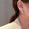 Sophisticated zirconium, small earrings from pearl, silver 925 sample, micro incrustation, 2023