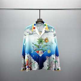 欧美潮流秋季新款长袖衬衫 男士开衫男女同款3D印花 现货跨境欧货