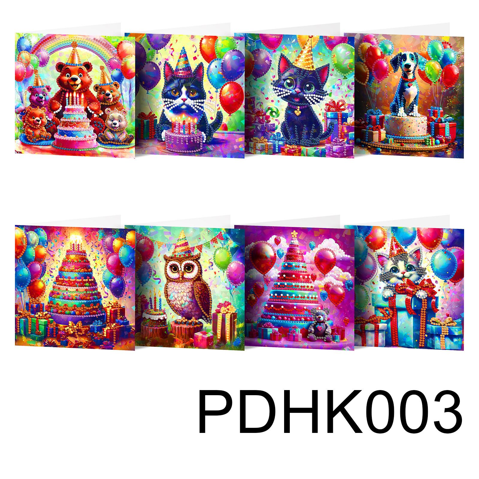 Nuevos diamantes transfronterizos alrededor de la pintura de diamantes DIY flores de Navidad tarjetas de regalo de cumpleaños 12 tarjetas de diamantes