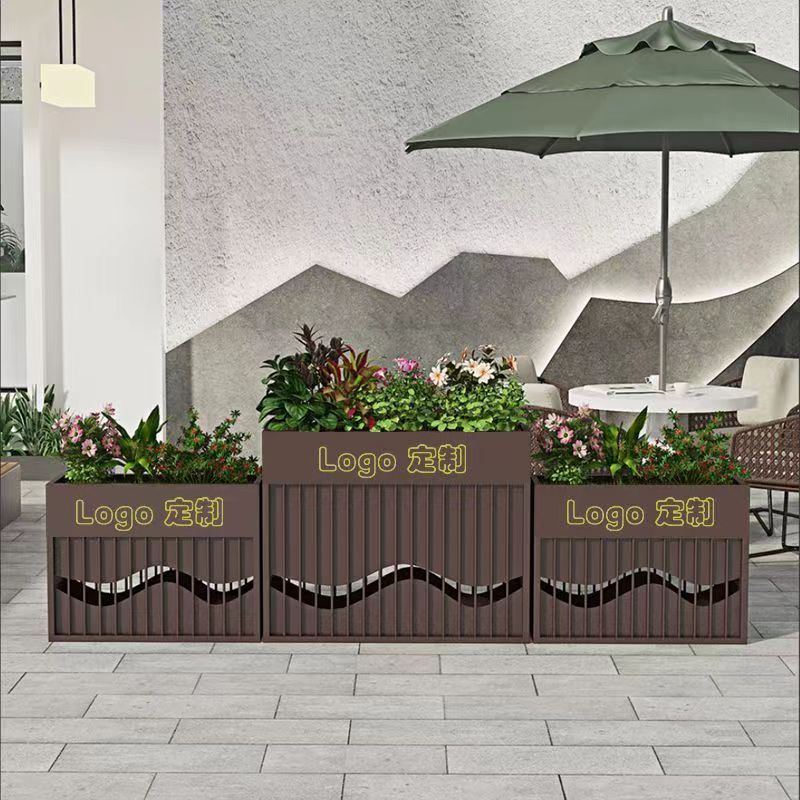 Outdoor flower troughs, municipal metal flower beds, commercial street sales department iron flower boxes, outdoor stainless steel flower pot combinations
