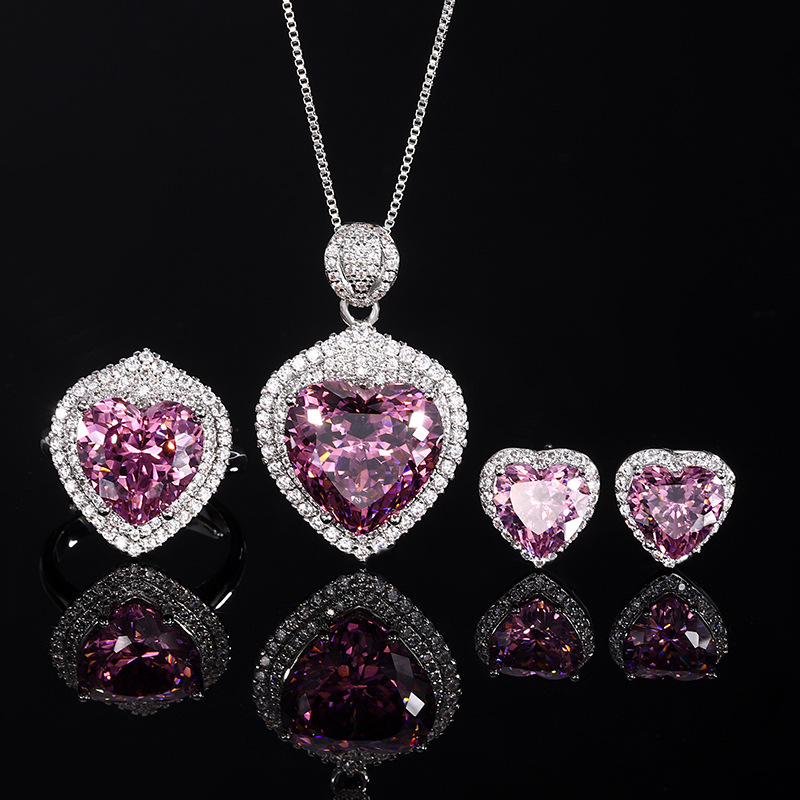 2024 Nuevo Zhuang Shengsheng Jewelry Simulation Nido de pájaro cortado en seco Rose Heart Set 15*15-12*12-9*9