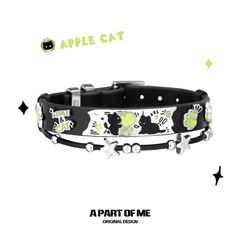 敲可爱!黑猫青苹果手链新款原创小众设计甜酷皮革手环手镯