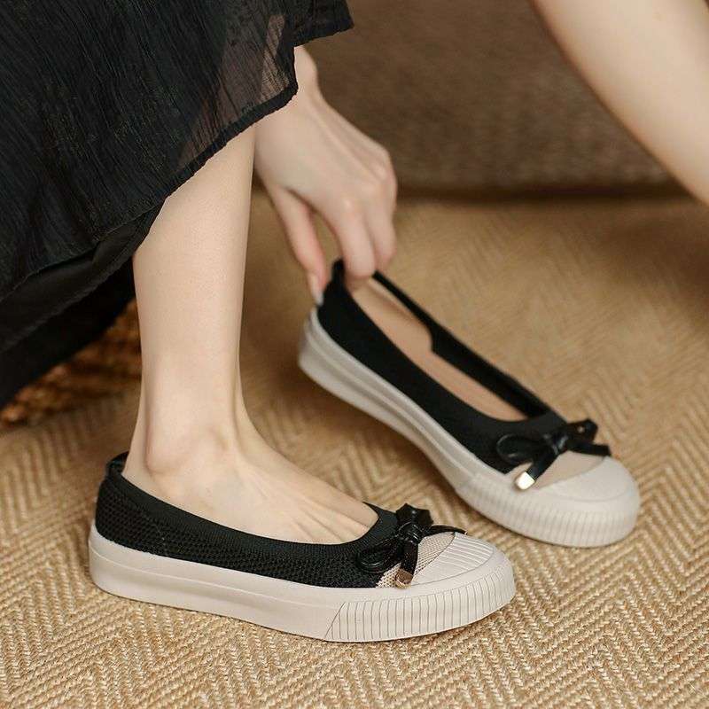 Japanese Princess Shoes for Women 2025 New Bow-Knot Woven Fisherman Shoes Lazy Slip-On Flat Shoes