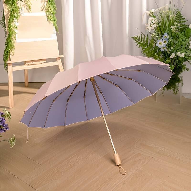 女性用16本骨傘、晴雨兼用折りたたみ日よけ傘、日焼け止め、UVカット、耐風傘|undefined