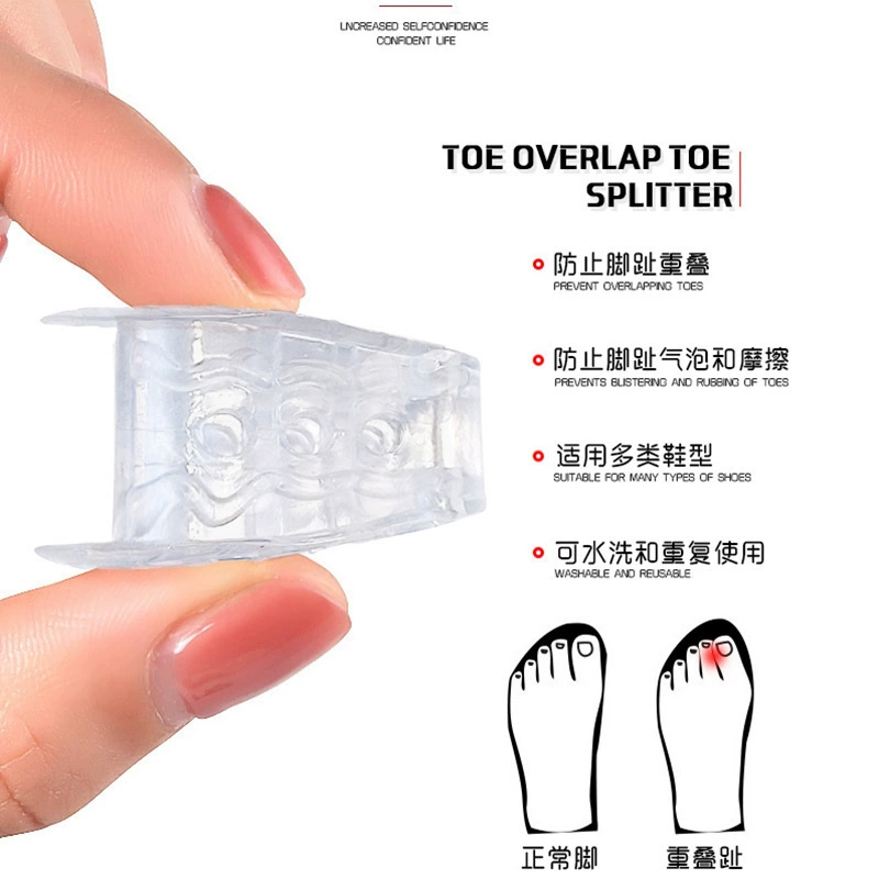 Toe divided toe, thumb overlap, overlapping separator Large bone crantern clip toe pad