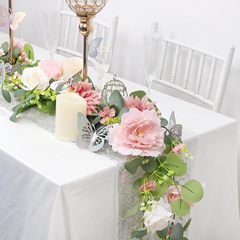 バラの花の藤のクロスボーダーの客間のエアコンのパイプの装飾の偽の花の藤の条の家の配置のつるのシミュレーションの藤の条