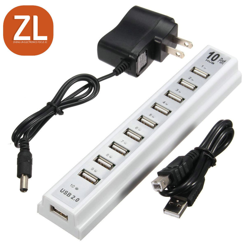 A57 with 2A power supply 10-Port USB2.0 hub expander one-to-ten 2.0 expansion splitter