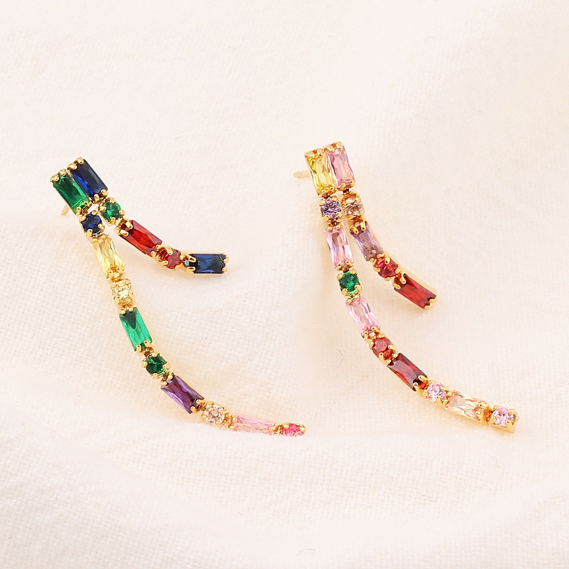 Simple Style Tassel Copper Earrings Plating Zircon Copper Earrings