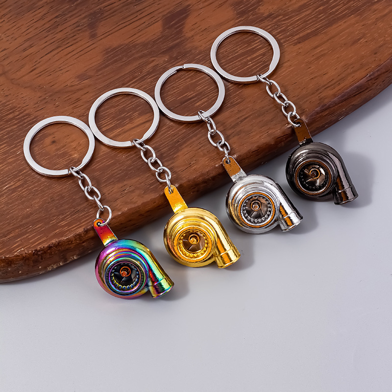 Cross-Border Keychain Creative Metal Turbine Blower Supercharger Car Accessories Modified Keychain Pendant Wholesale