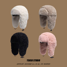 小卷毛雷锋帽女秋冬季加厚保暖防寒护耳帽显脸小户外滑雪飞行帽子
