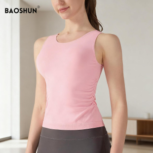 New Double-Sided Pleated Yoga Vest, Outdoor Slimming Yoga Top, Sleeveless Quick-Drying Fitness Sports Vest