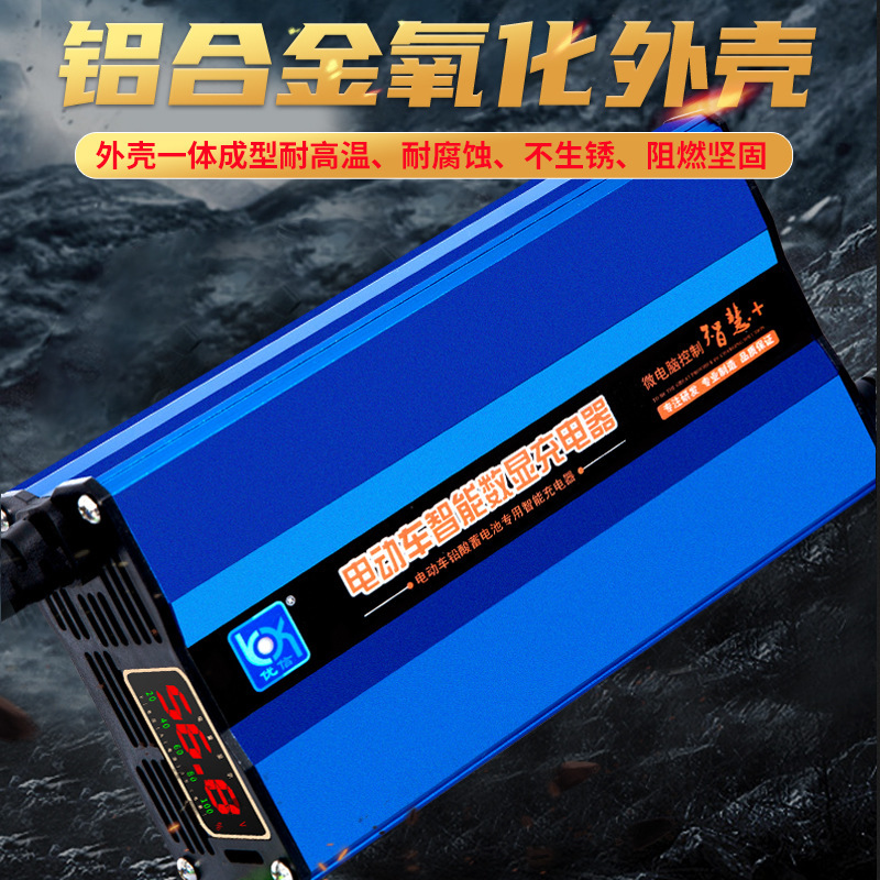 電気自動車デジタル充電器鉛電池48v/60v/72vスマート充電電圧三輪車充電機|undefined