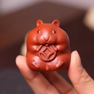 Purple Sand Tea Pet Mouse Ornaments Handmade Dahongpao to Money Mouse Tea Play Can Raising Dumb Cute Tea Ceremony Tea Table Tea Set Accessories