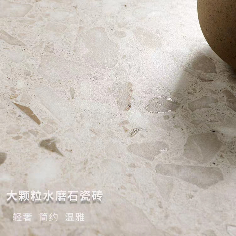 Warm Cream Terrazzo Tiles with Large Particles for Bathroom Walls, Bathroom, Kitchen, Toilet, Clothing Store, Non-Slip Floor Tiles