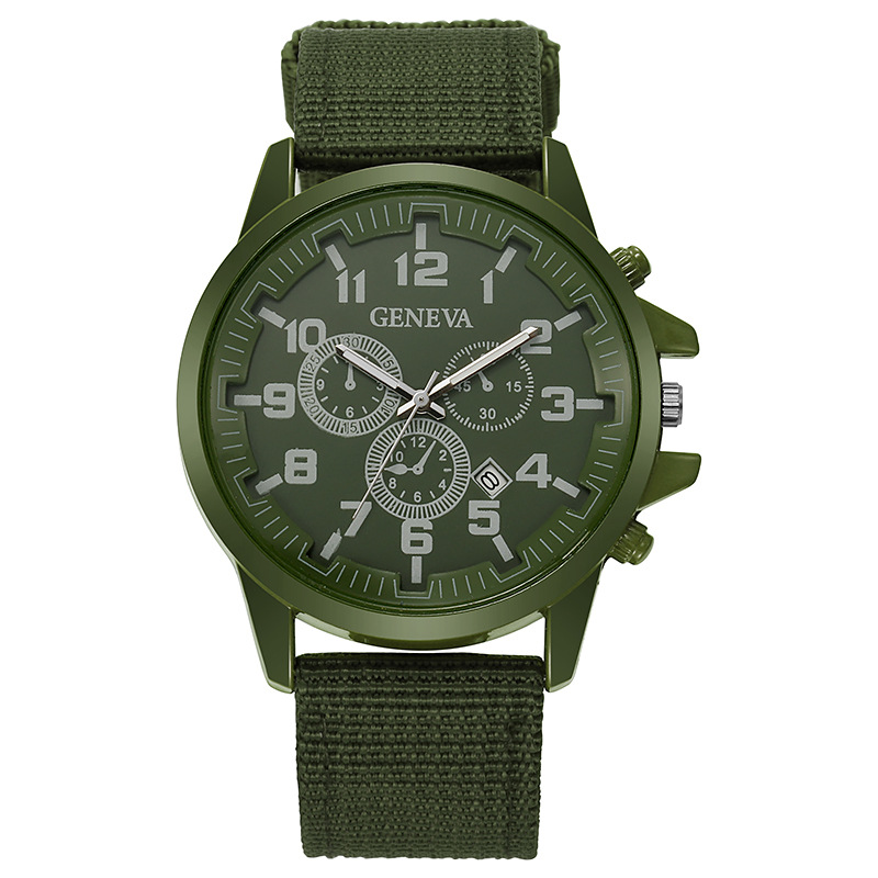 Transfronterizo caliente nueva moda reloj militar reloj de cuarzo calendario correa de nylon reloj de moda elegante de los hombres