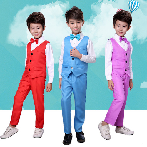 Flower girl dress, boy's small suit, vest suit, children's overalls, performance clothing, June 1st chorus performance clothing