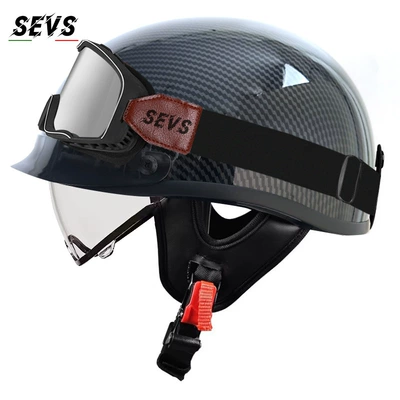retro motorcycle helmet for men, Motosiklet kaskı (dəbilqə) - bright-carbon-transparentlarge-frame-goggles-m