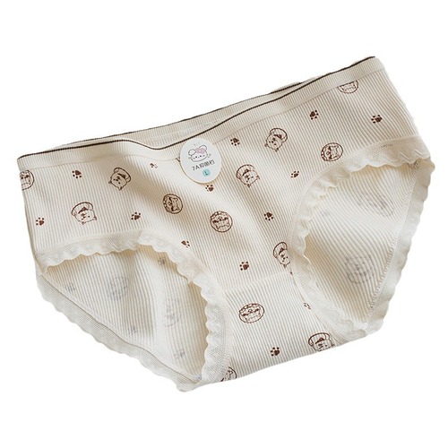 Fine ribbed girl's pure cotton breathable, comfortable and skin-friendly briefs new puppy cute underwear