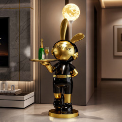 大型床置き装飾品、テクノロジーウサギ宇宙飛行士装飾品、テレビキャビネット、ソファサイド、寝室のムーンランプ、新築祝いギフト