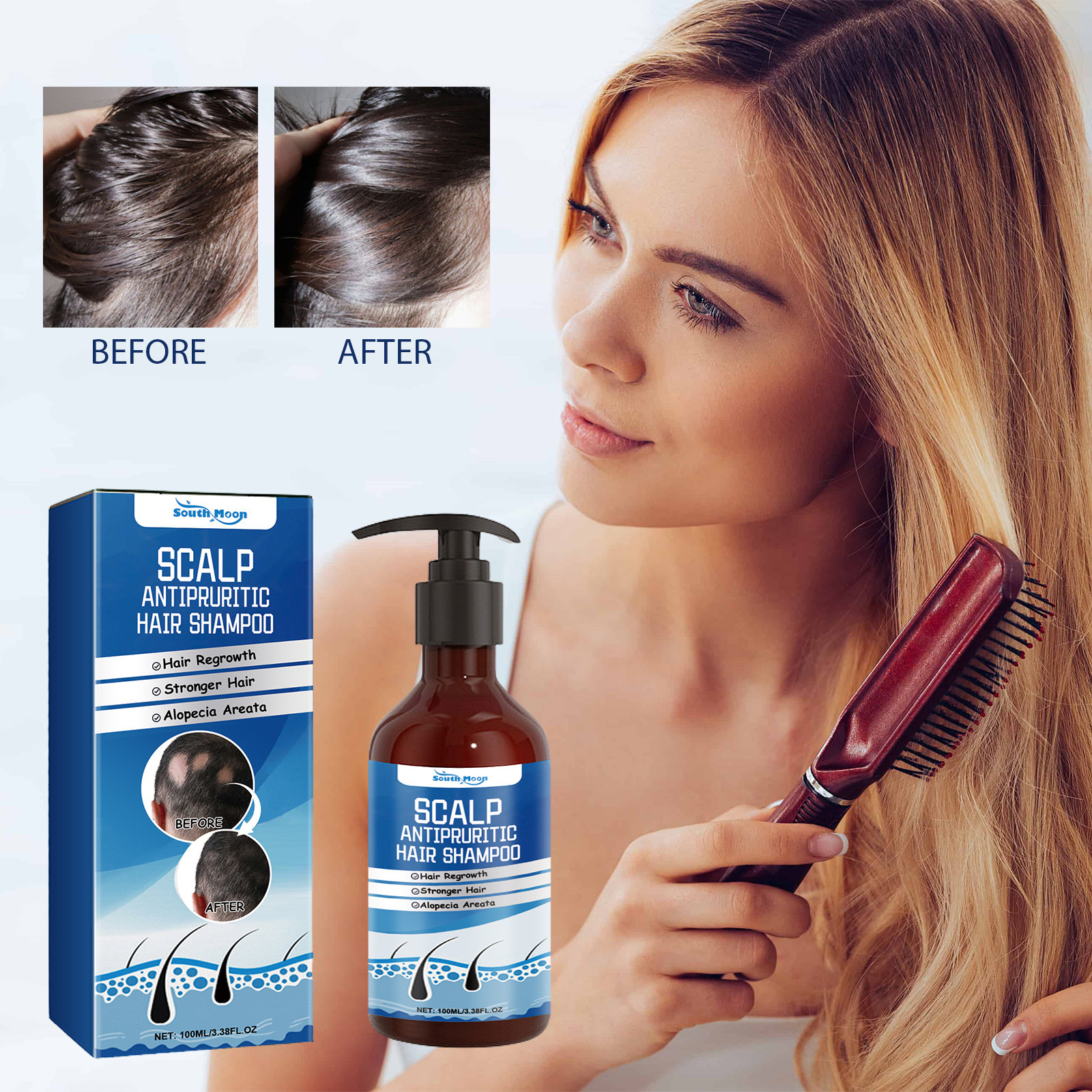 South Moon Hair Care Shampoo Smooth Hair Moisturizing Scalp Massage Care Shampoo