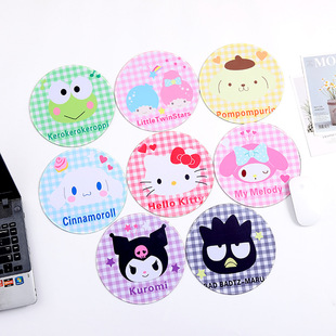 Cartoon Plaid Series Round Mouse Pad Printed Non-slip Mouse Pad Office Computer Gaming Mouse Pad