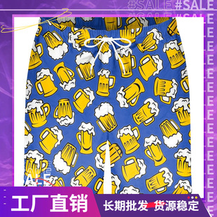 Summer New Cross-Border Beach Pants Men's Shorts Export Sports Leisure Vacation 3D Beer Printing Made According to Drawings