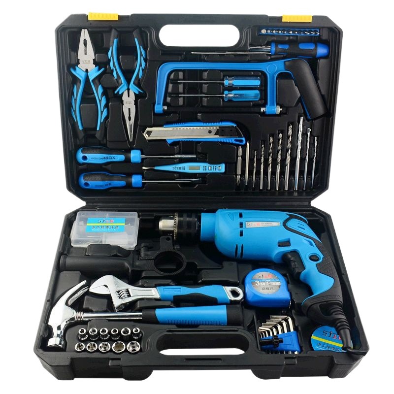 Herramientas de mano de taladro eléctrico doméstico conjunto de herramientas de hardware eléctrico carpintería herramientas de mantenimiento multifuncionales fabricantes transfronterizos