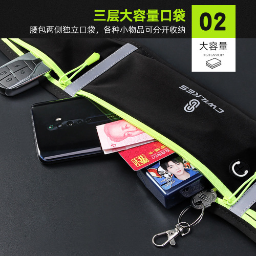Outdoor sports three pocket waist bag casual travel fitness running bag water-resistant phone bag unisex applicable