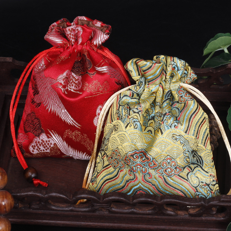 佛字双层加绒佛珠袋文玩袋珠宝首饰礼品包装束口袋印logo一件代发