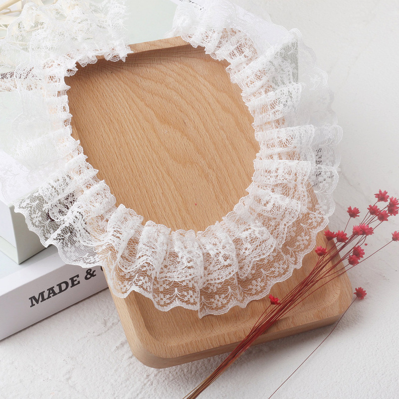 5cm Single-Sided Double-Layer Lace Ruffle Trim Lolita Clothing DIY Doll Skirt Hem Cuff Lace Accessories Wholesale