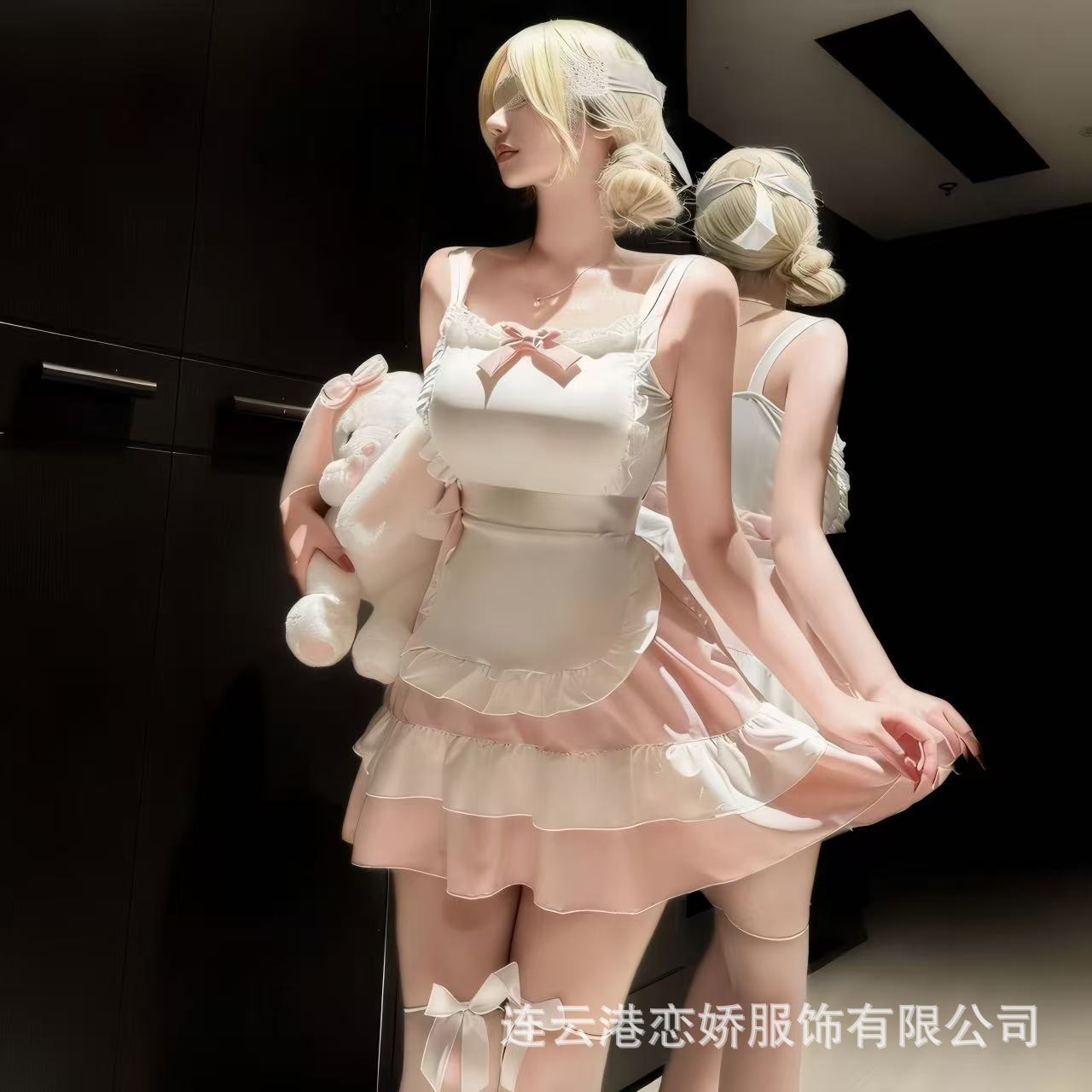 甜美可爱少女女仆装连衣裙短裙蓬蓬裙蛋糕裙蝴蝶结围裙套装洛丽塔