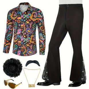 2025 Spring New 70S Boys Classic Casual Retro Glossy Suit Disco Performance Costume