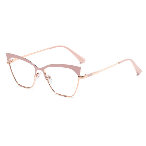  new cross-border fashion metal cat-eye color-changing anti-blue light eyebrow frames can be equipped with myopia glasses frames