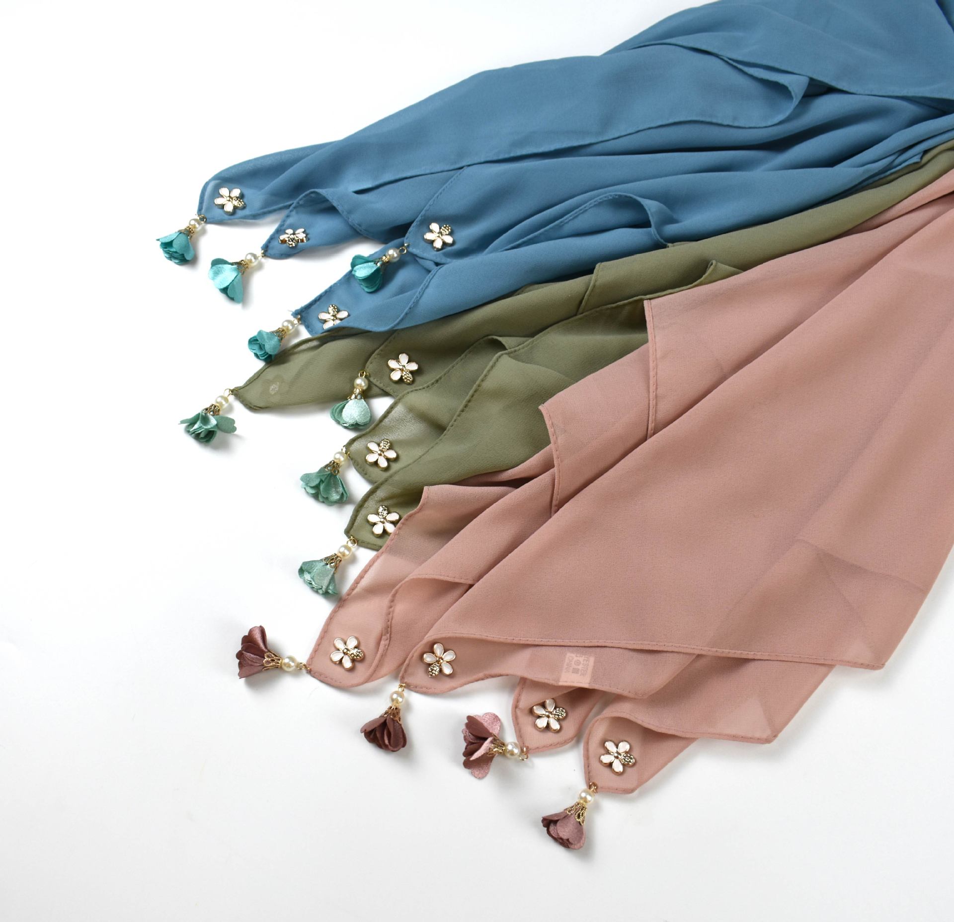MH030 Pearl Chiffon Square Hijab Scarf from Mariam's Collection10