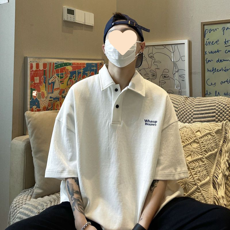 潮牌潮流polo衫夏季短袖T恤男宽松港风日系休闲美式大码翻领半袖T