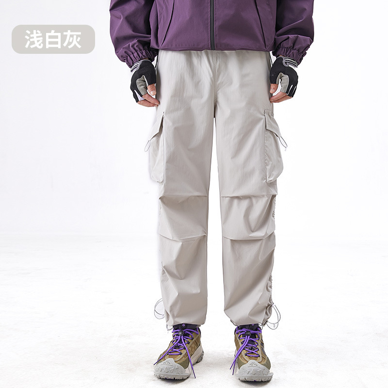 美式工装裤男女夏季宽松多口袋休闲裤速干褶皱伞兵户外阔腿裤|undefined