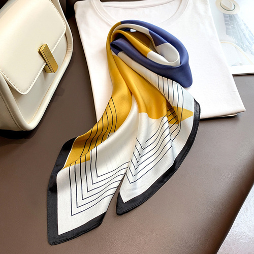 Summer printed blue decorative women's scarf women's decorative professional scarf 70x70 small square scarf