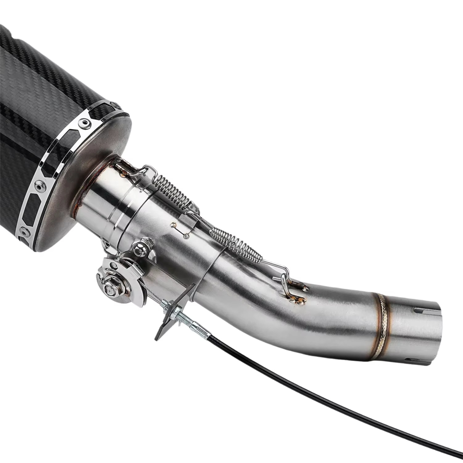 51mm Motorcycle Exhaust Pipe Modification with Adjustable Cable-Operated Mechanical Valve, Universal Controller Box for Silent Noise Reduction