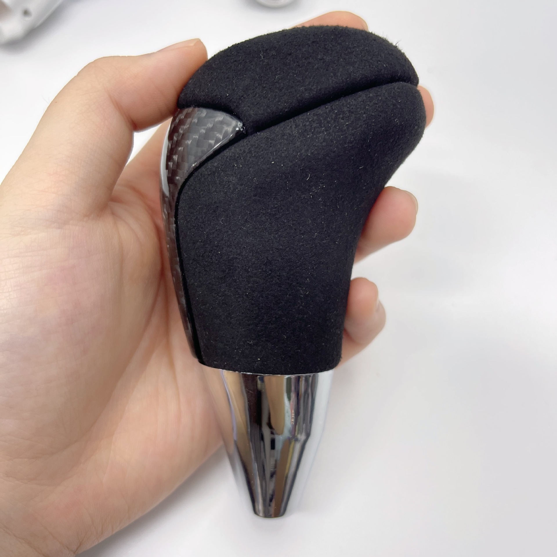 Car modification carbon fiber gear head universal leather automatic shift lever handball wave stick head gear shift handle head