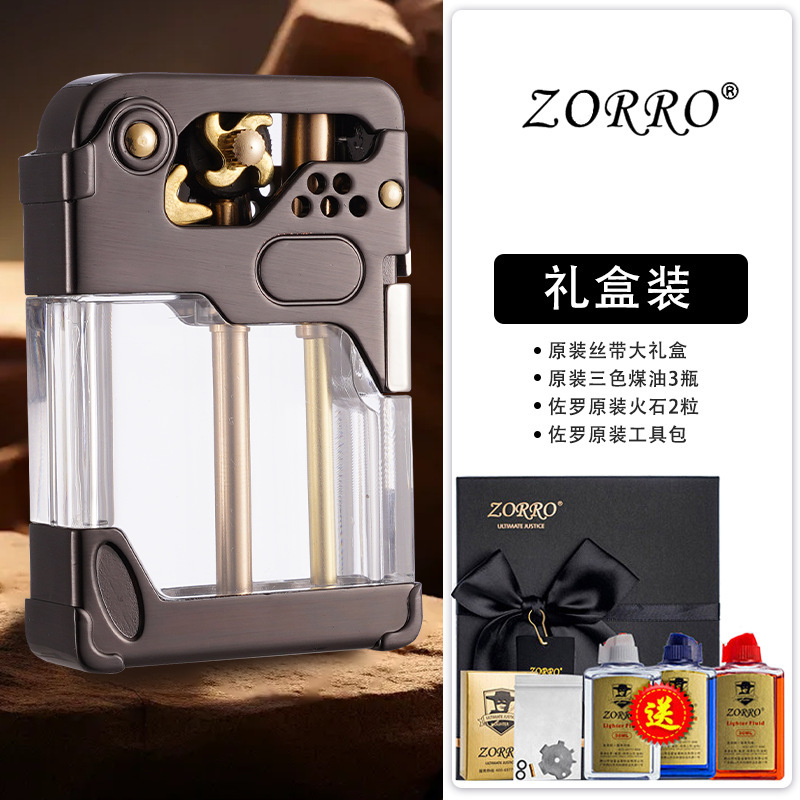 Z833风火轮赛博机甲透明仓半自动煤油打火机经典男士防风批发代发|undefined