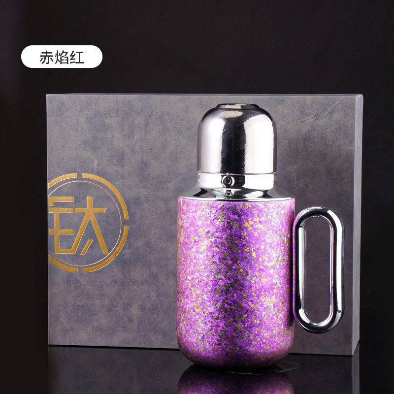 Temperatura mecánica de hervir tetera doméstica de gran capacidad, mango portátil, taza de aislamiento térmico, titanio puro de alta calidad, recipiente de aislamiento térmico de regalo