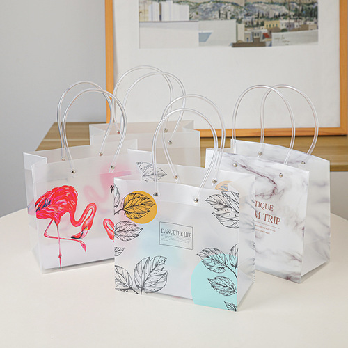 INS style marble pattern PP handbag, birthday gift bag, blank plastic bag, holiday gift bag