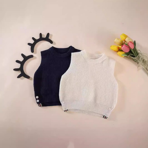 Children's clothing boy spring and autumn sweater baby 2024 autumn new single piece knitting sweater girl baby solid color sweater