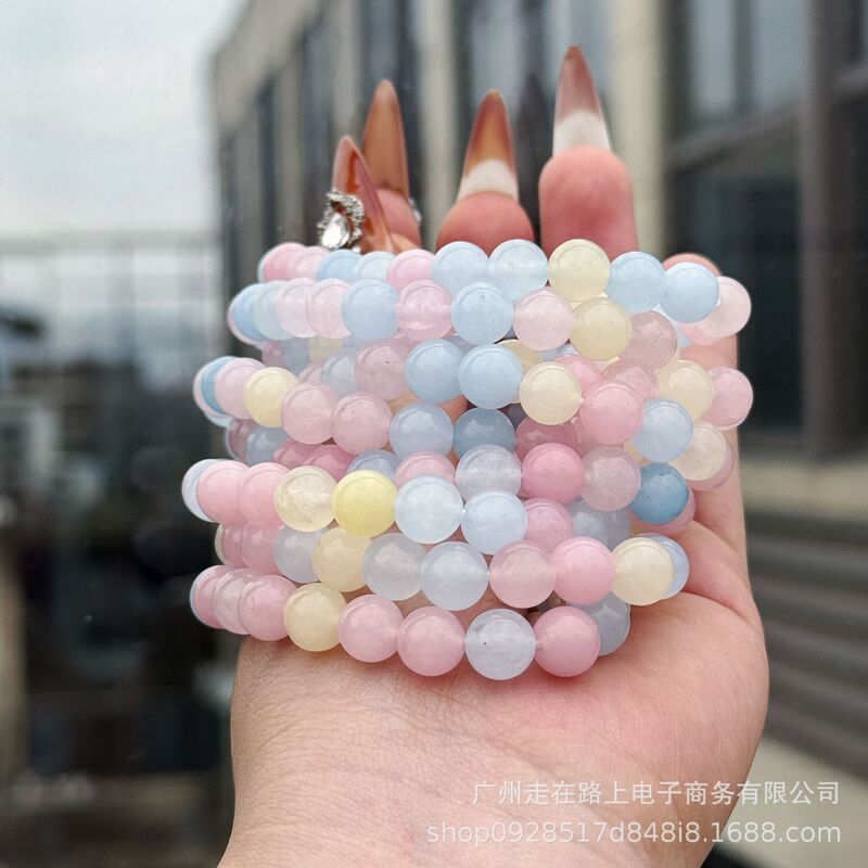 Morganite Bracelet Quartz Rock Jade Round Beads Single Circle Live Stall Night Market Scenic Spot Supply Fashion Explosions Women
