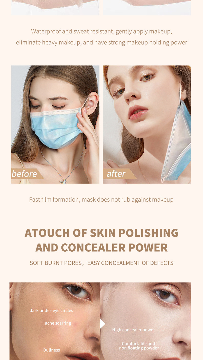 OCHEAL Warm Concealer Langanhaltend feuchtigkeitsspendende, wasserfeste, schweißresistente, Make-up-erwärmende und hautaufhellende Flüssigkeit_voghion.com