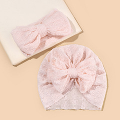 ins外貿兒童大蝴蝶結蕾絲頭巾帽嬰幼兒夏季印度帽和髮帶寶寶帽子