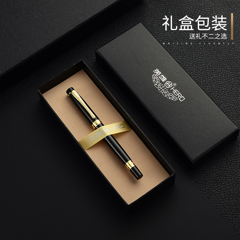 Hero Signature Pen 3802 official genuine goods business high-end office Metal Ballpoint pen signature pen free lettering
